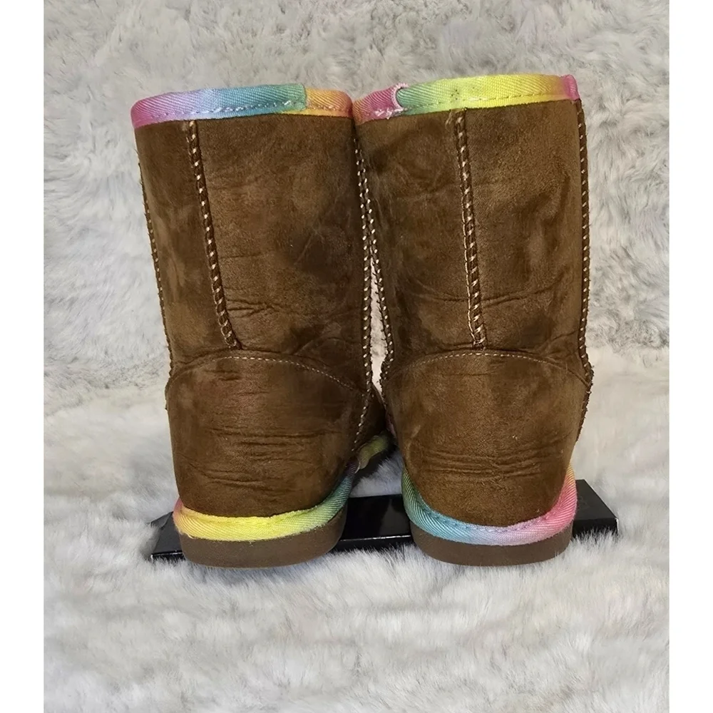 Sugar Girls Boots – Size 1 – Brown with Rainbow Trim